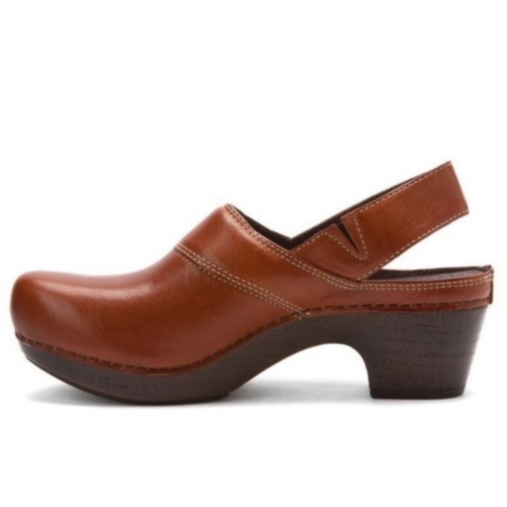 Dansko Tan Leather Slingback Clogs